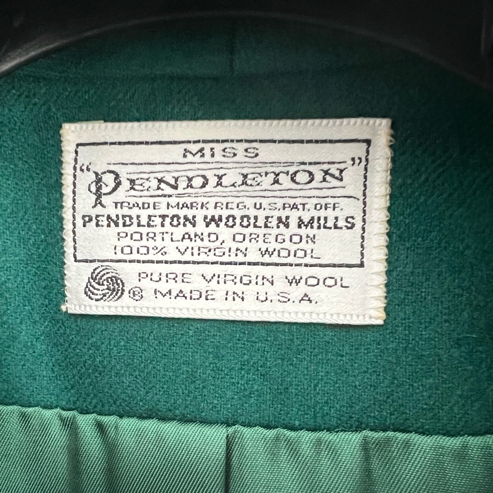 Vintage Pendleton: Forest Green Single-Button 100… - image 3